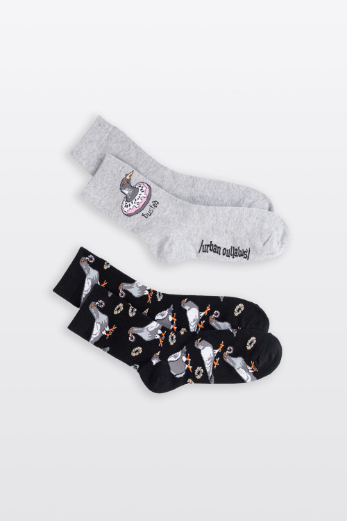 Czarno-szary zestaw skarpet we wzory 2-PAK