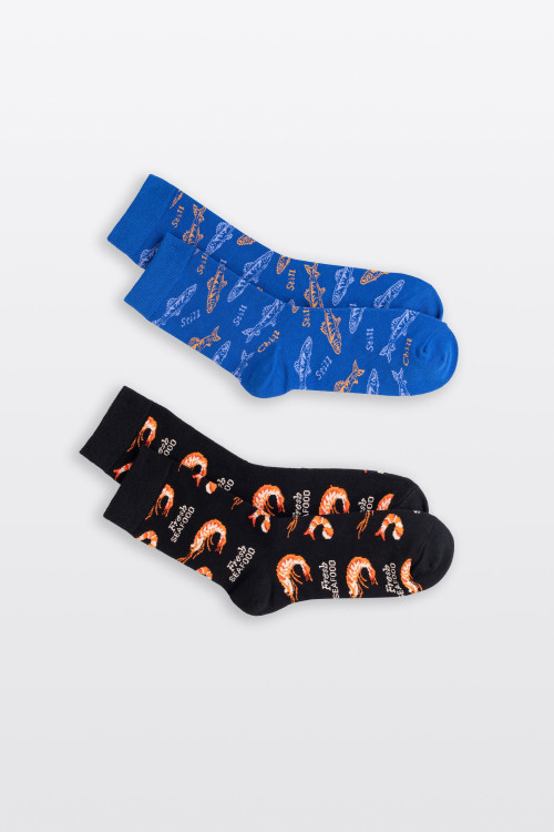 Czarno-niebieski zestaw skarpet we wzory 2-PAK