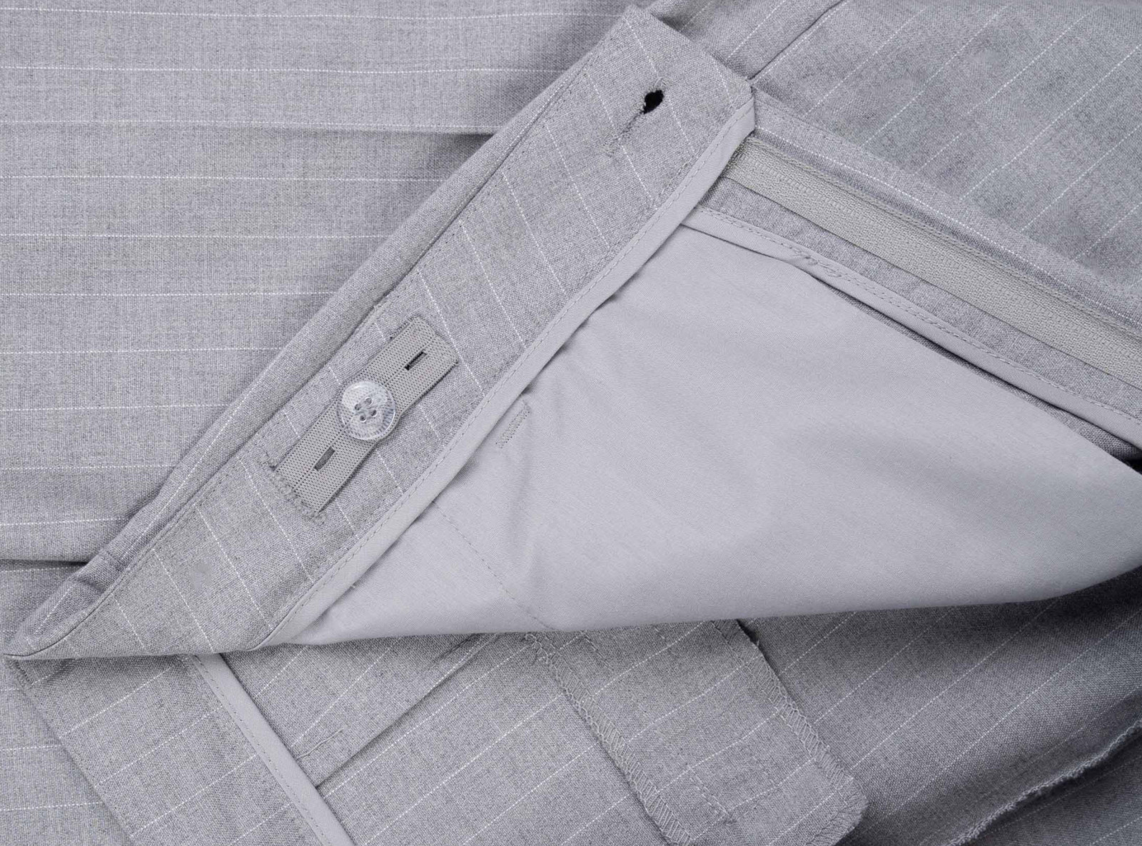 Szare spodnie garniturowe LOOSE w prążki