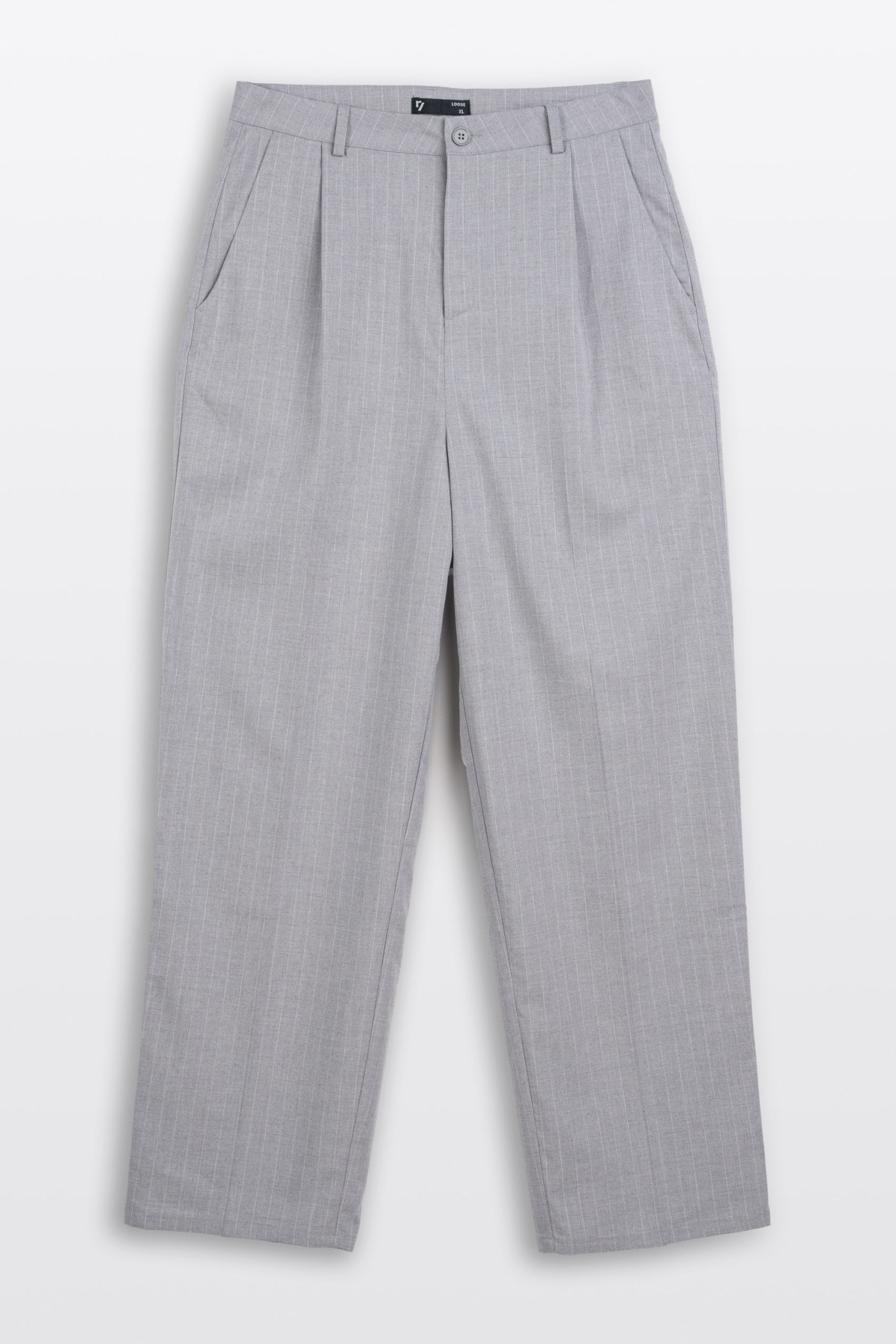 Szare spodnie garniturowe LOOSE w prążki