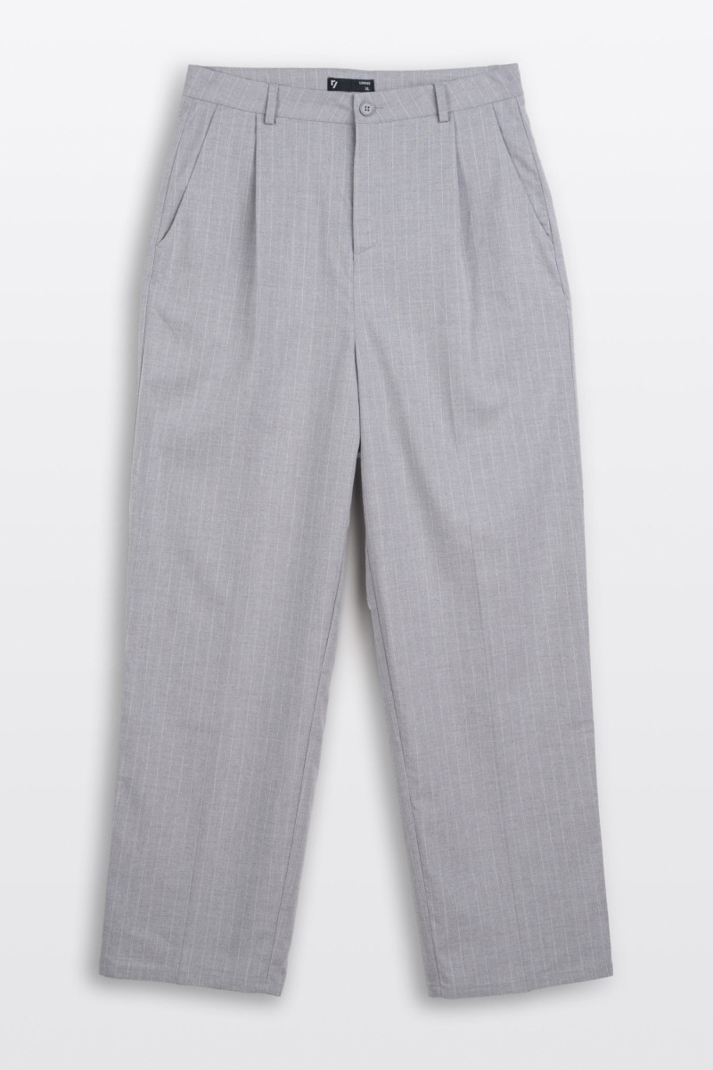 Szare spodnie garniturowe LOOSE w prążki