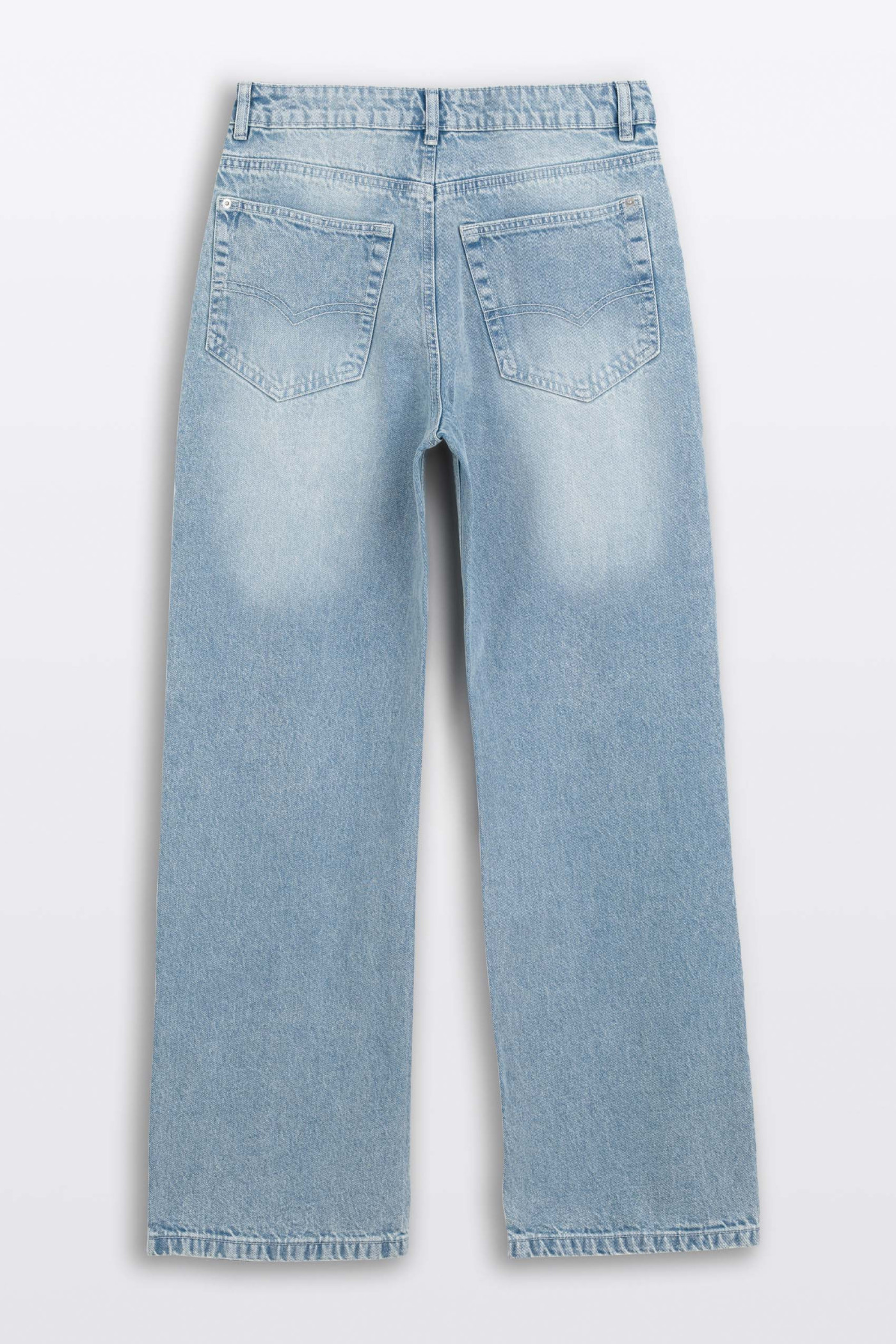 Niebieskie spodnie jeansowe STRAIGHT z przetarciami