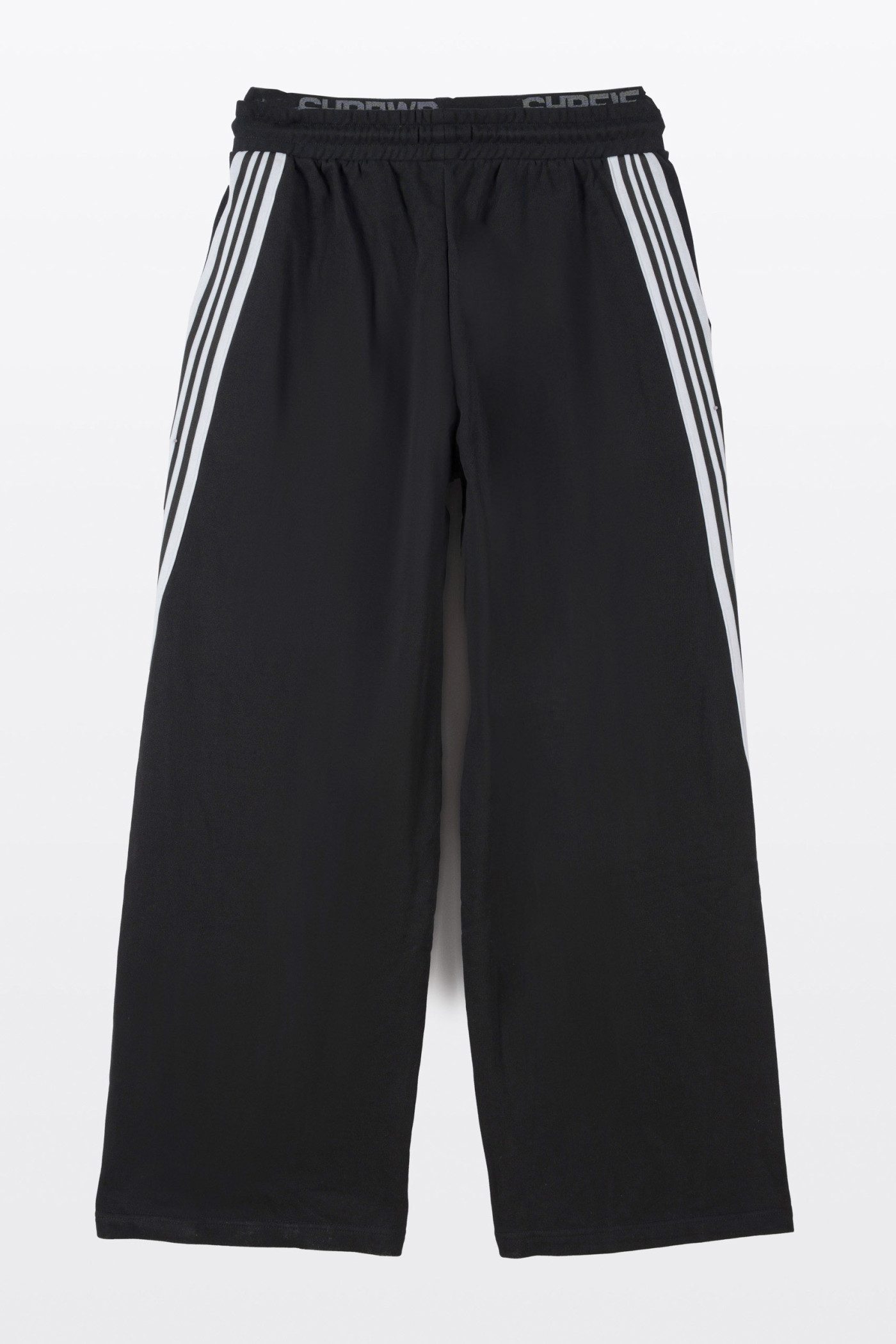 Czarne spodnie dresowe WIDE LEG z kontrastowymi paskami na nogawkach