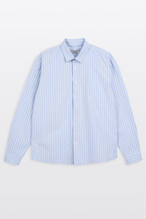 Niebieska koszula w prążki LOOSE z długim rękawem