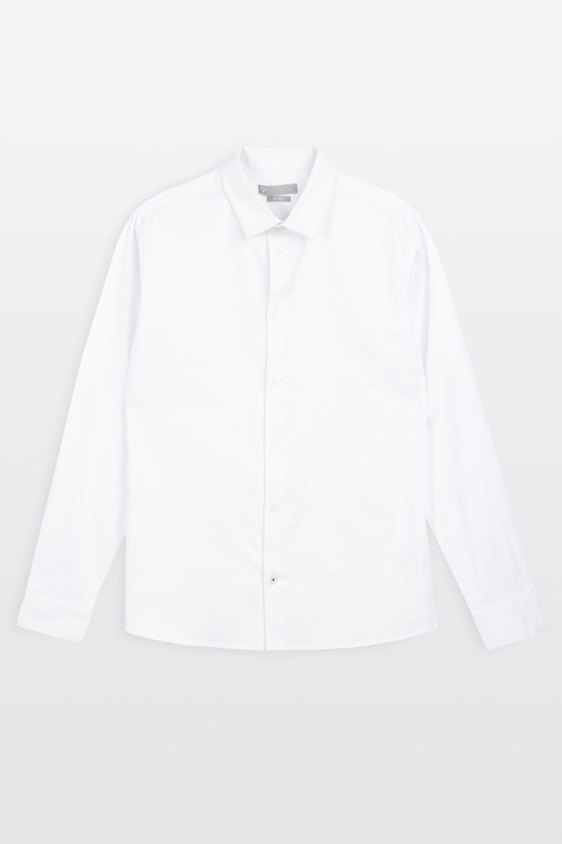 Biała koszula SLIM z długim rękawem