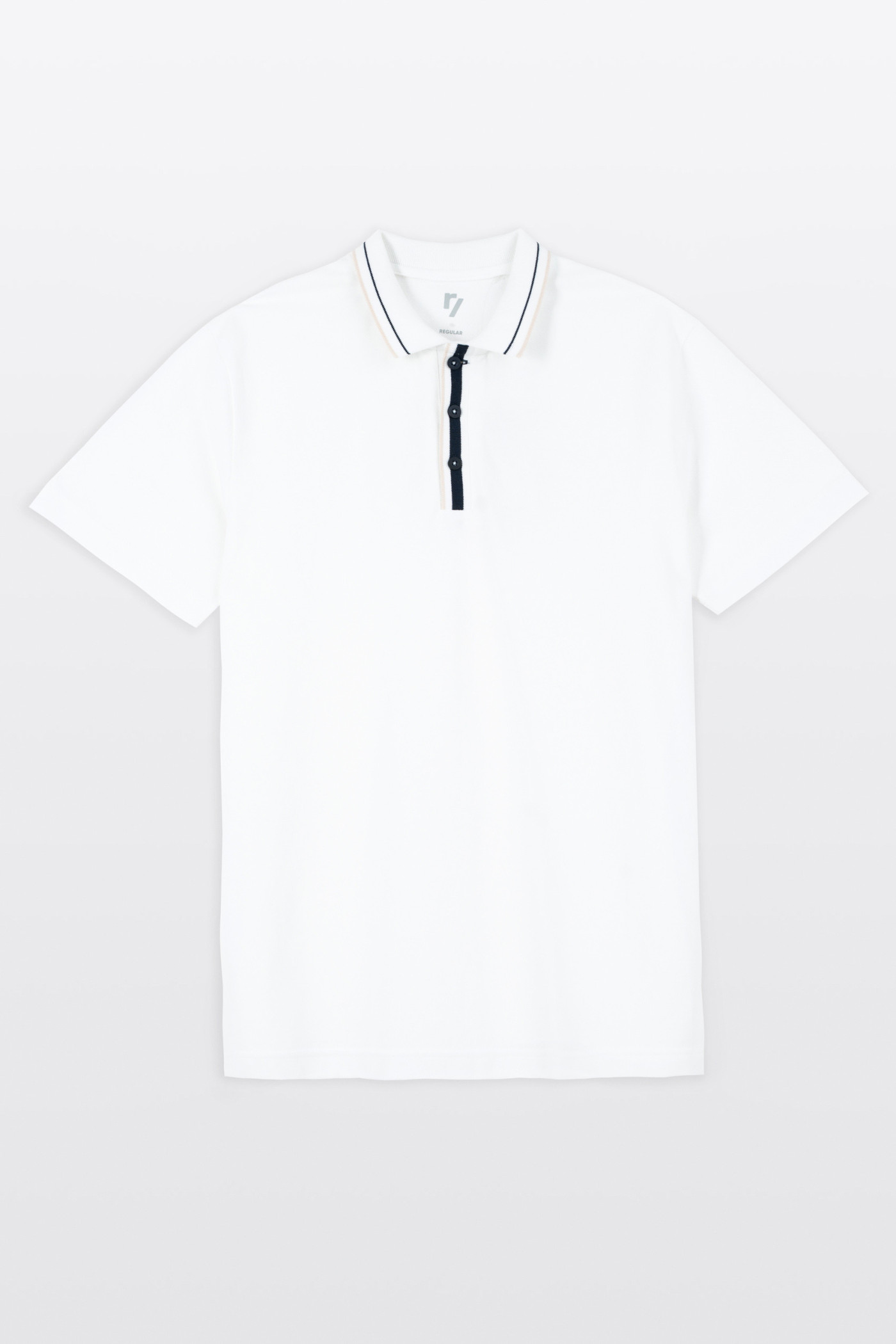 Biała koszulka polo REGULAR z krótkim rękawem z kontrastową lamówką