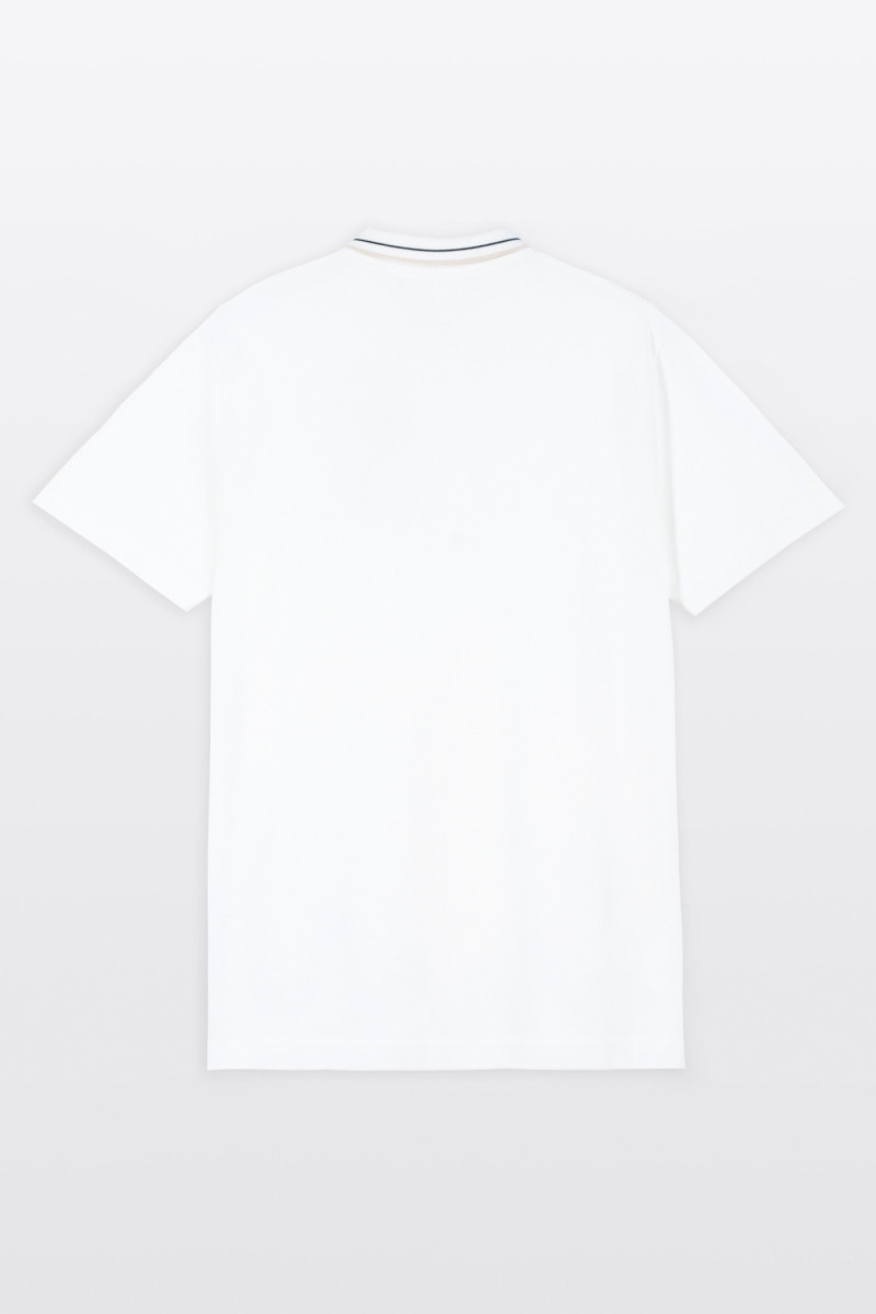 Biała koszulka polo REGULAR z krótkim rękawem z kontrastową lamówką