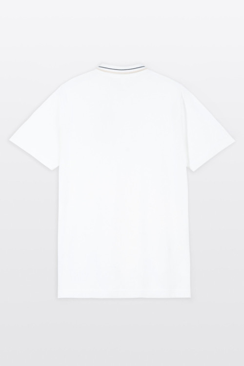 Biała koszulka polo REGULAR z krótkim rękawem z kontrastową lamówką