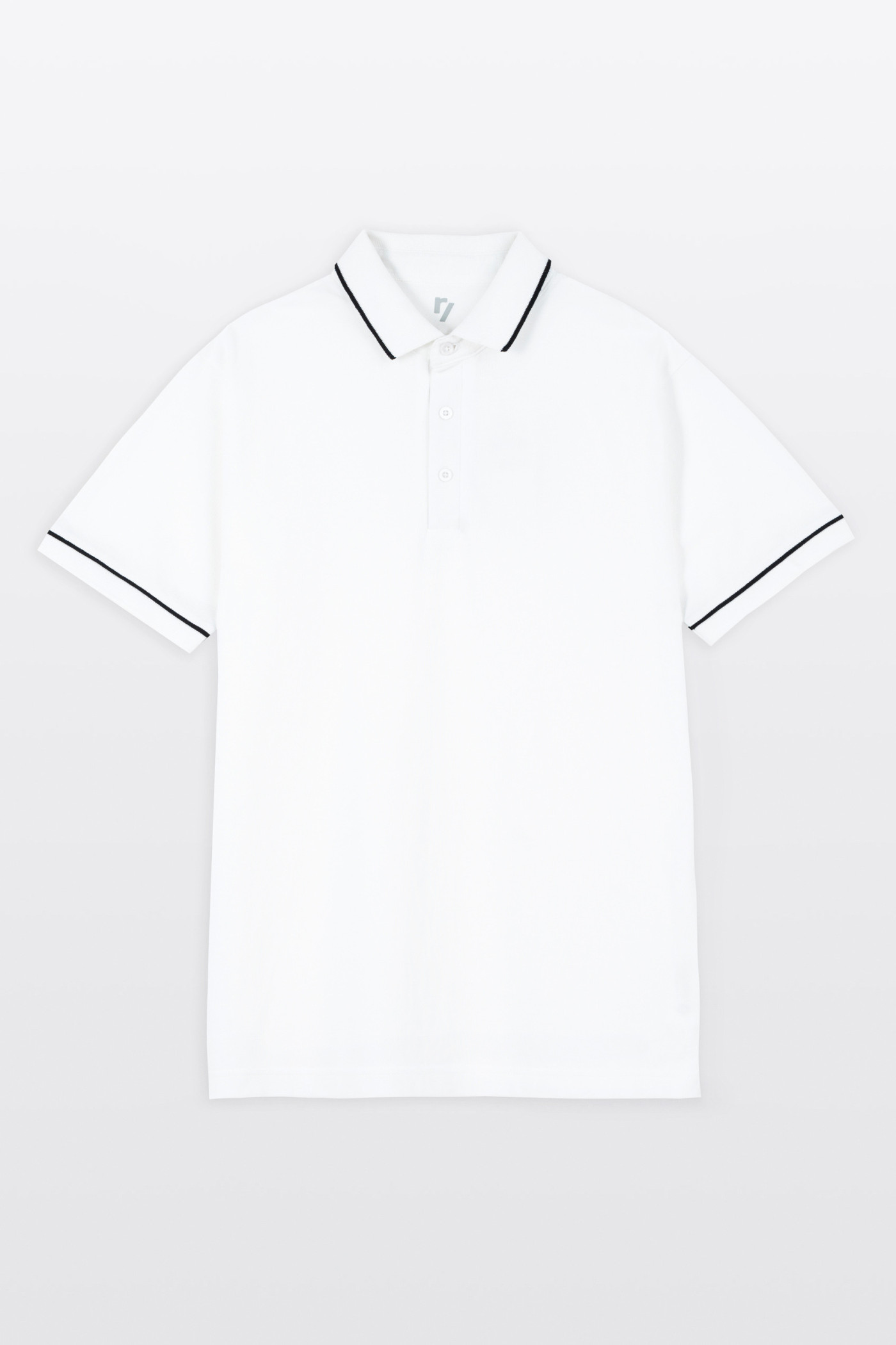 Biała koszulka polo REGULAR z krótkim rękawem z czarnymi elementami