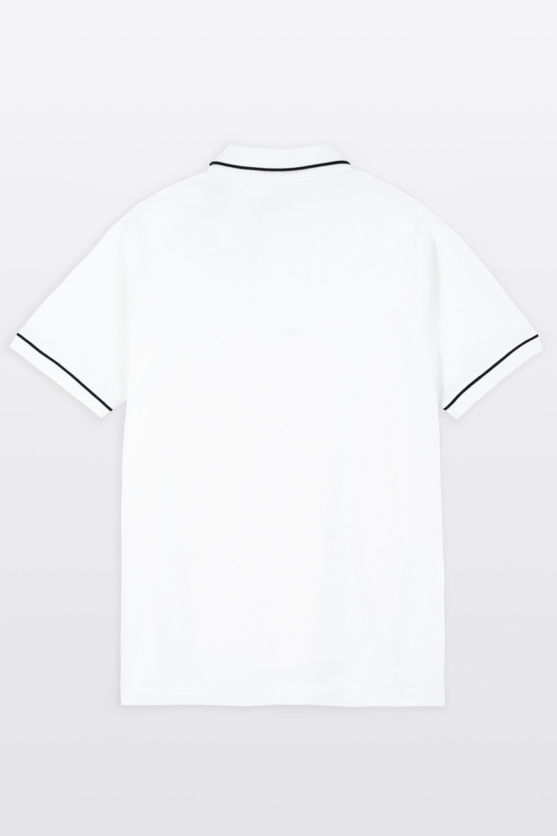 Biała koszulka polo REGULAR z krótkim rękawem z czarnymi elementami