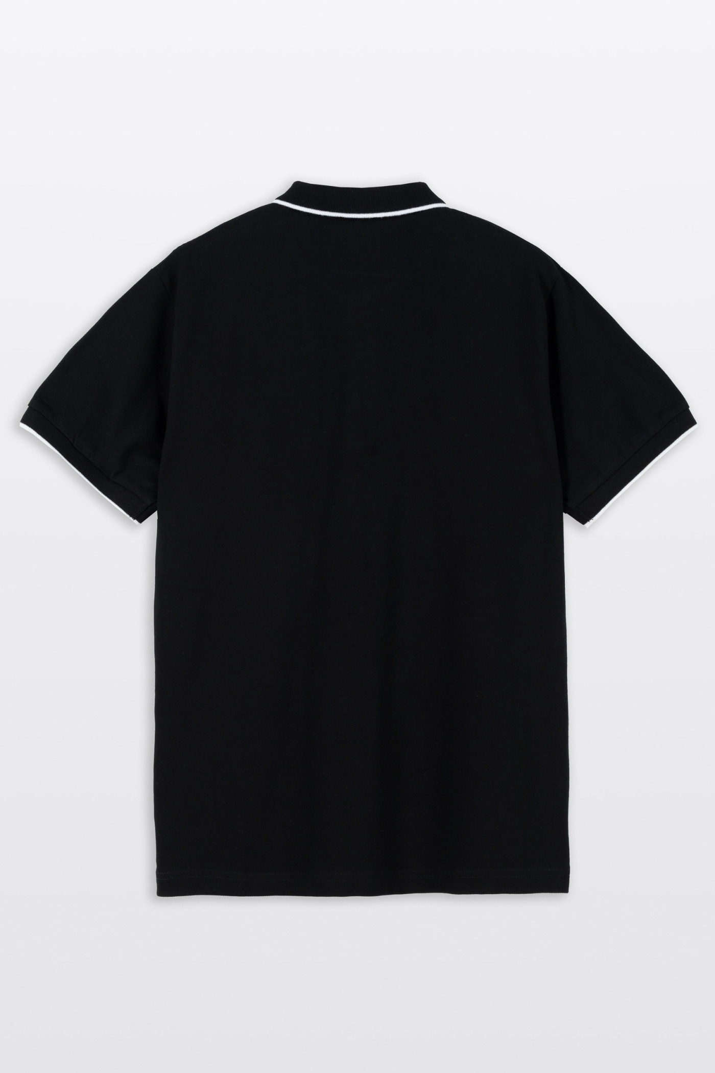 Czarna koszulka polo REGULAR z krótkim rękawem z białymi elementami