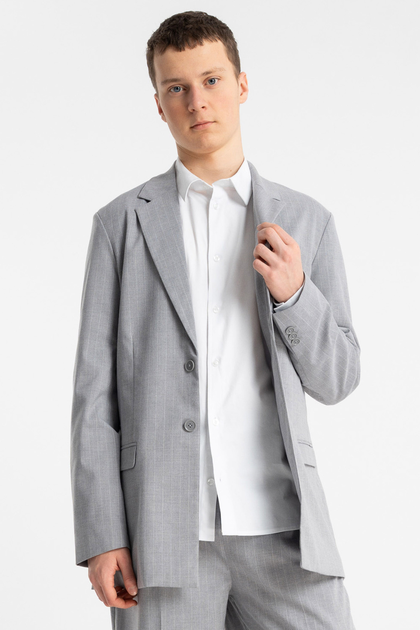 Szara marynarka garniturowa LOOSE w prążki