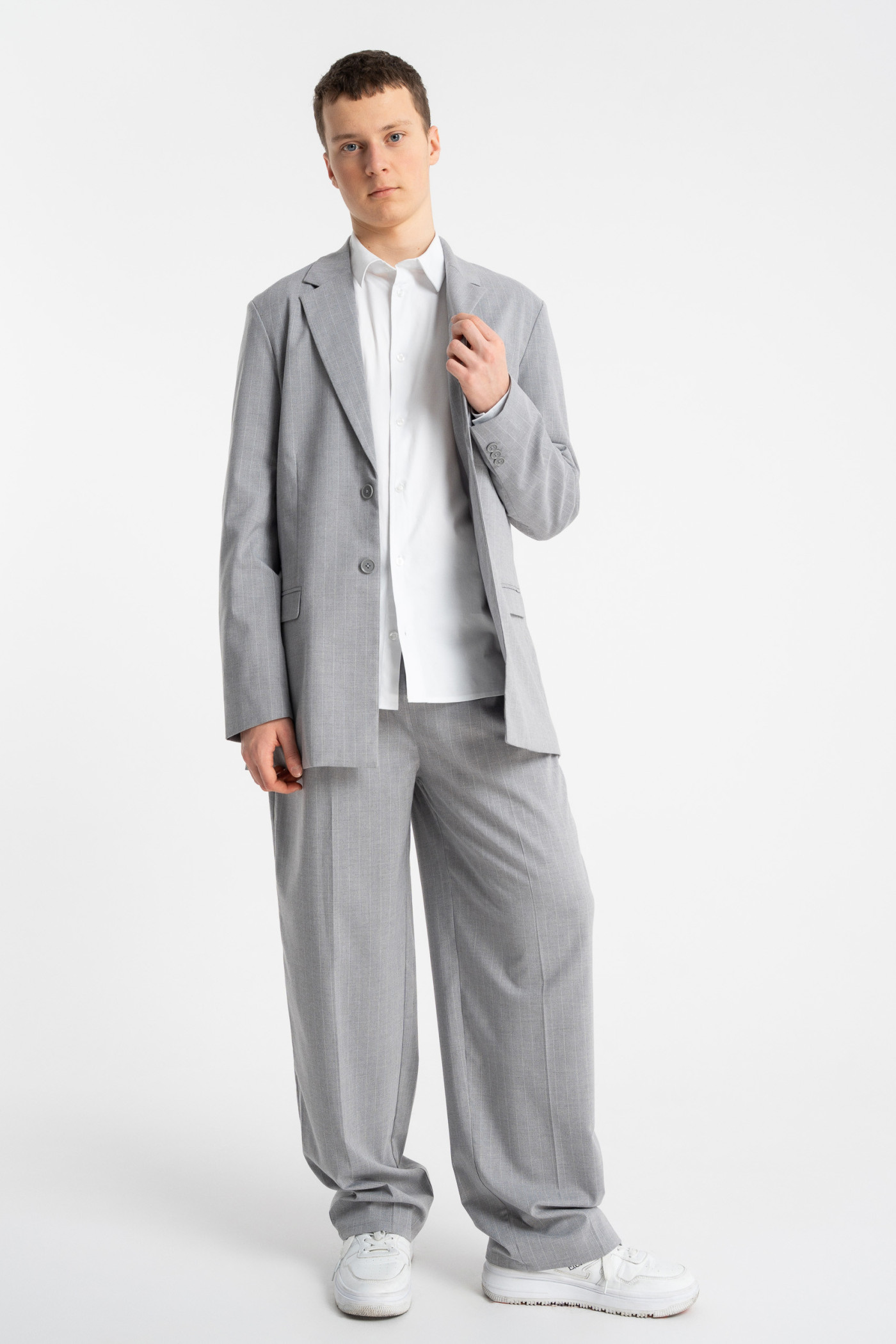 Szara marynarka garniturowa LOOSE w prążki