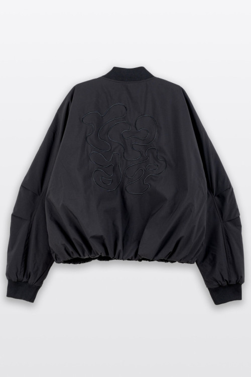 Czarna kurtka przejściowa bomberka z haftem z tyłu