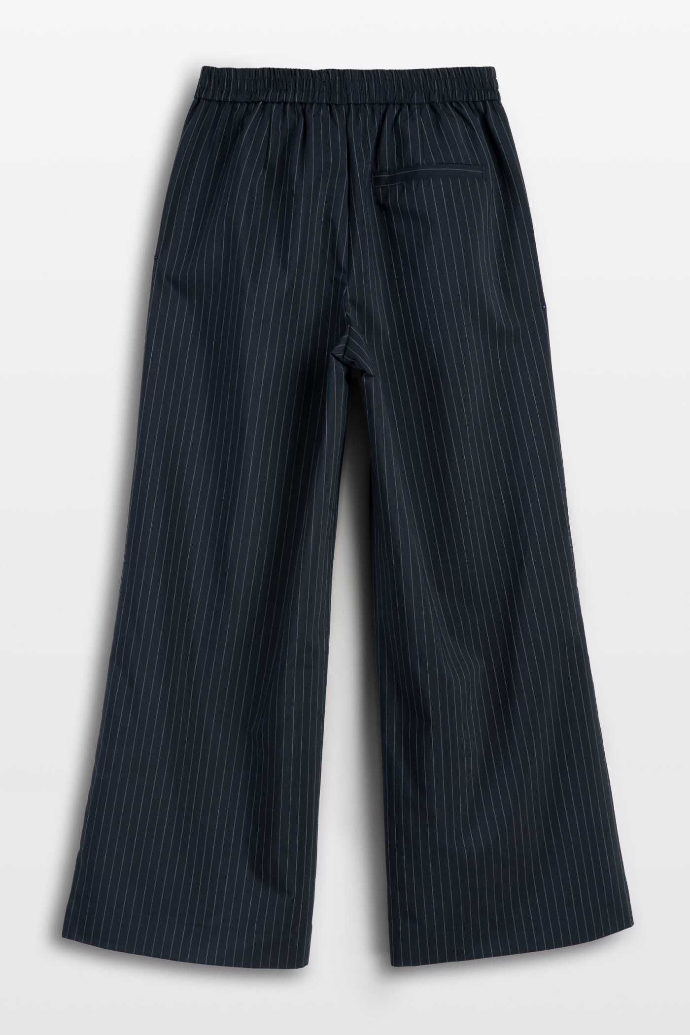 Granatowe eleganckie spodnie WIDE LEG w prążki