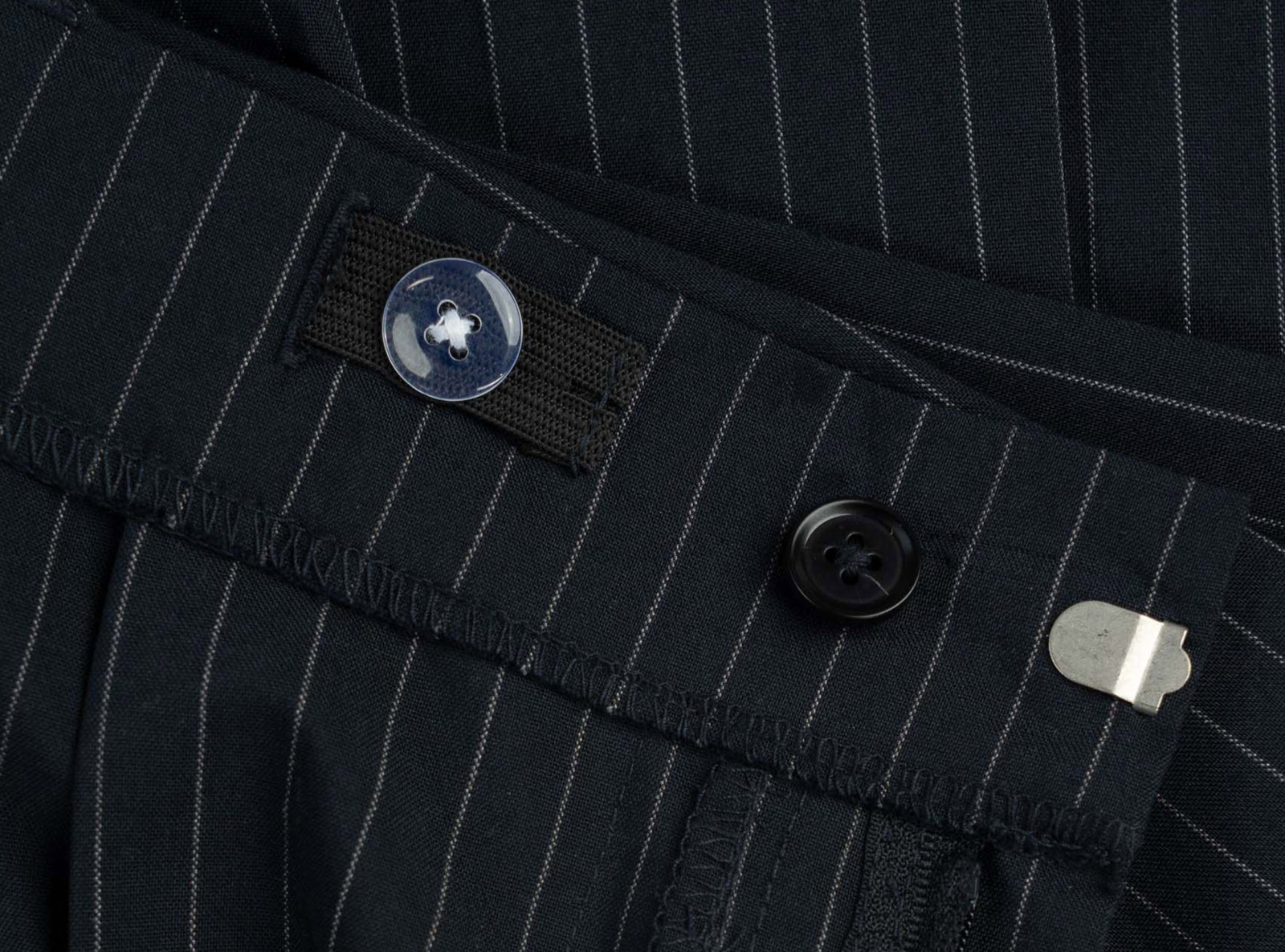 Granatowe eleganckie spodnie WIDE LEG w prążki