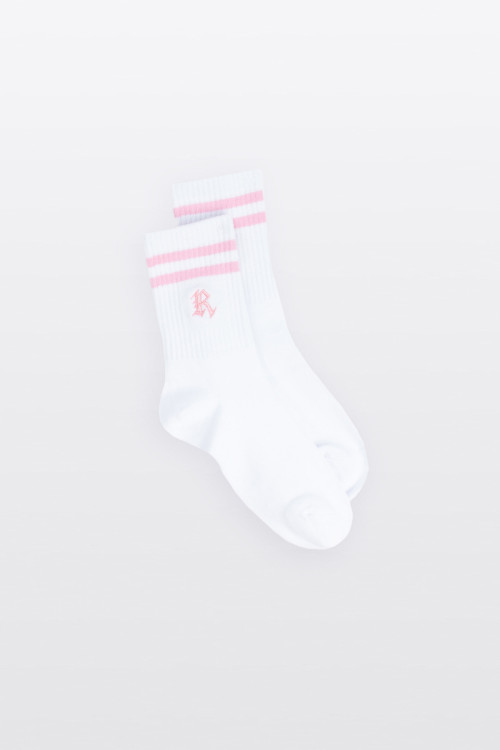 Białe skarpety z kontrastowymi paskami 2-PAK