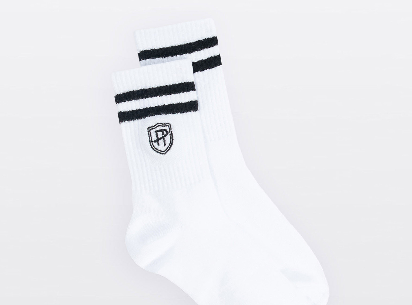 Białe skarpety z kontrastowymi paskami 2-PAK