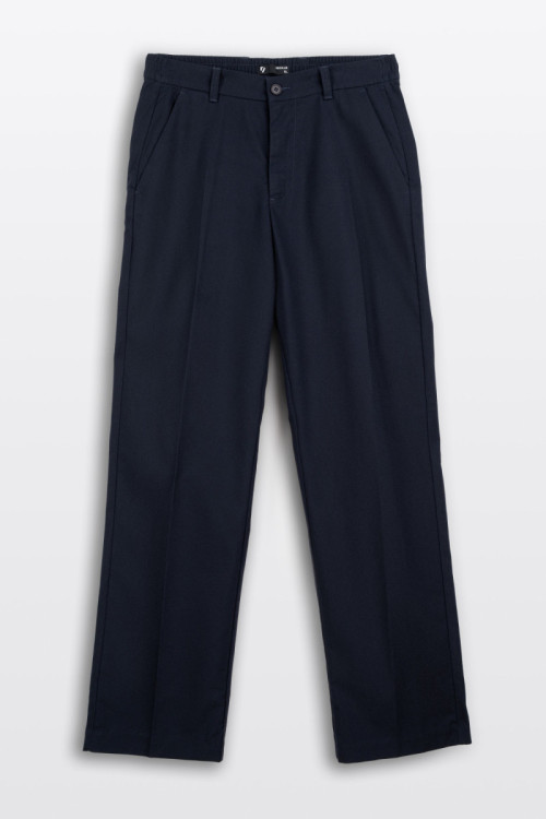 Granatowe spodnie garniturowe REGULAR z kantem