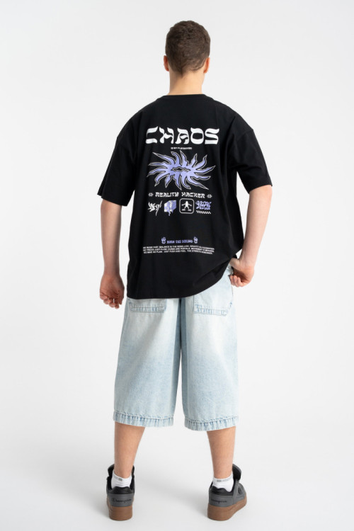 Jasnoniebieskie krótkie spodenki jeansowe model JORTS z efektem sprania