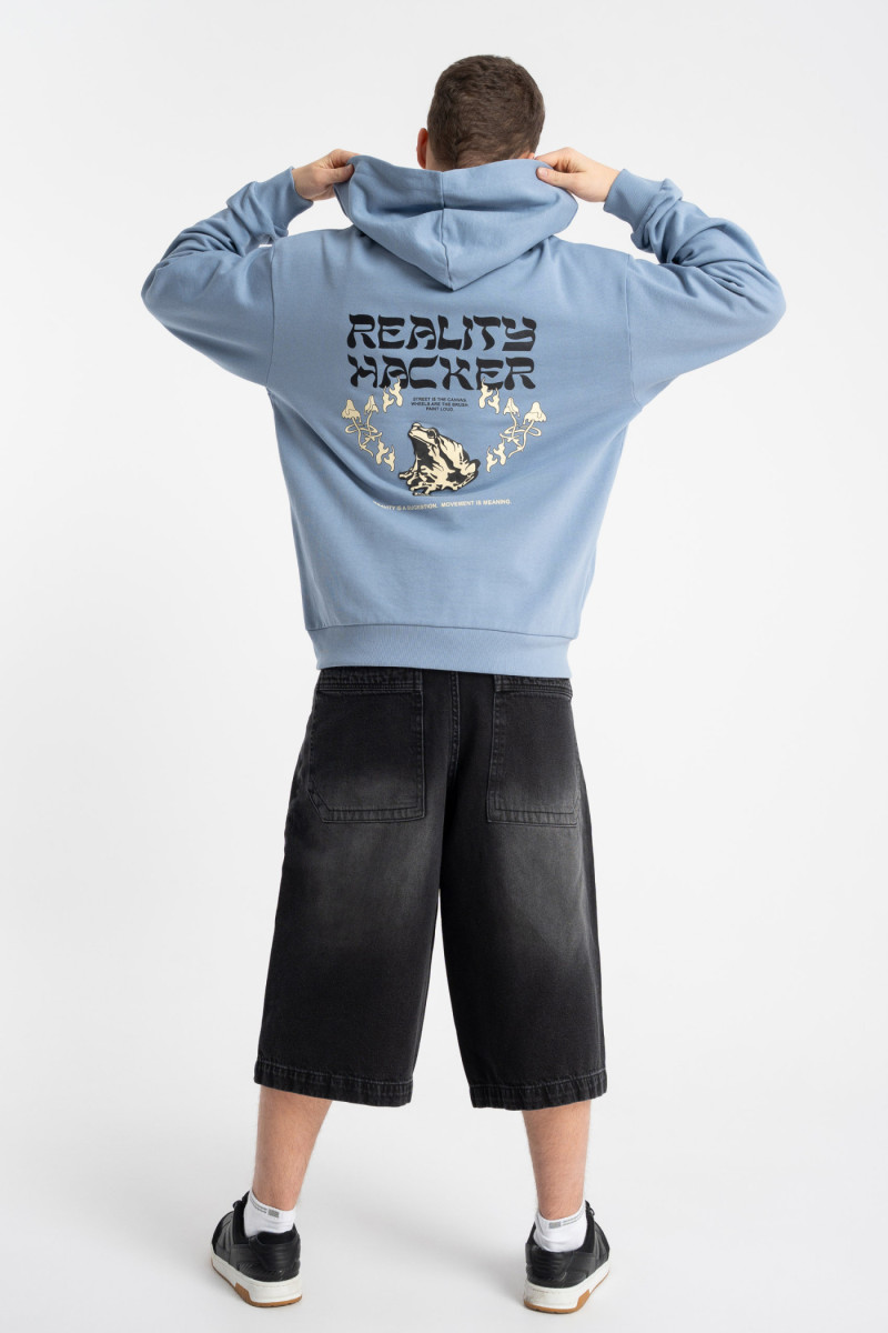 Czarne krótkie spodenki jeansowe model JORTS z efektem sprania