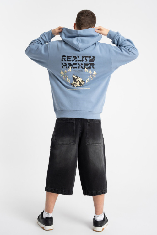 Czarne krótkie spodenki jeansowe model JORTS z efektem sprania