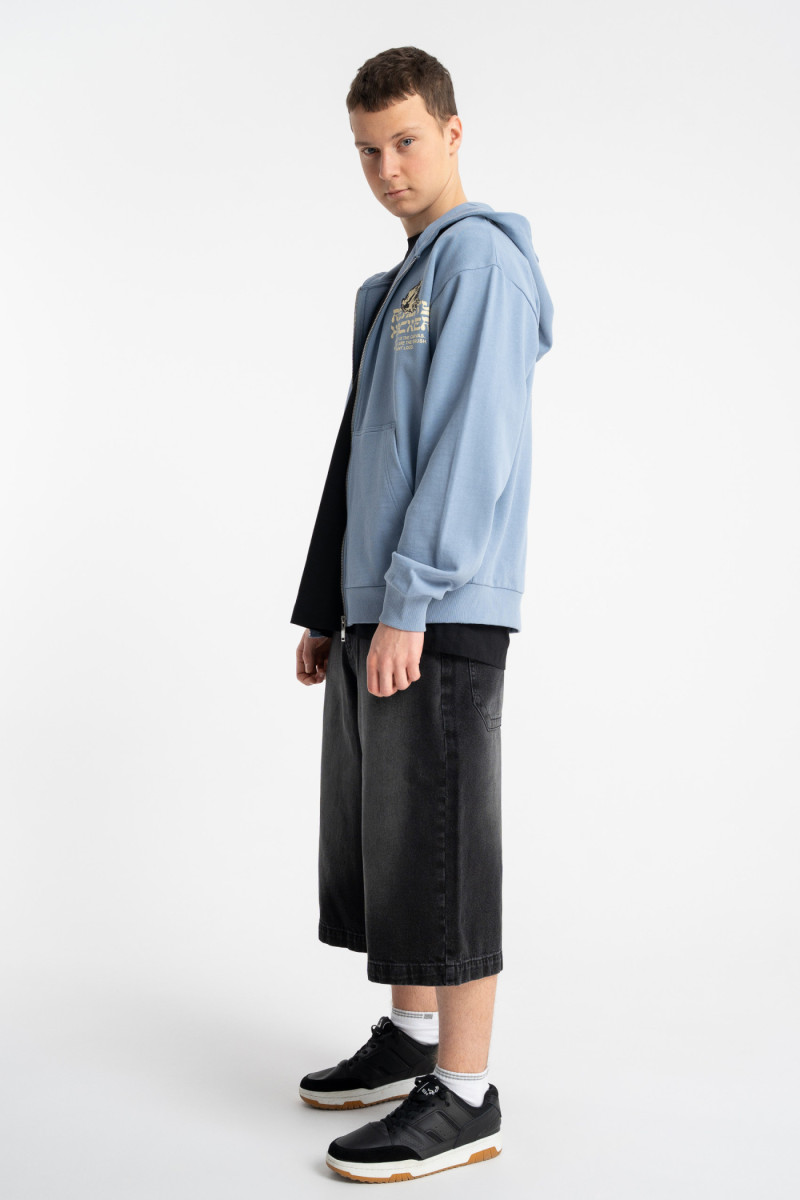 Czarne krótkie spodenki jeansowe model JORTS z efektem sprania