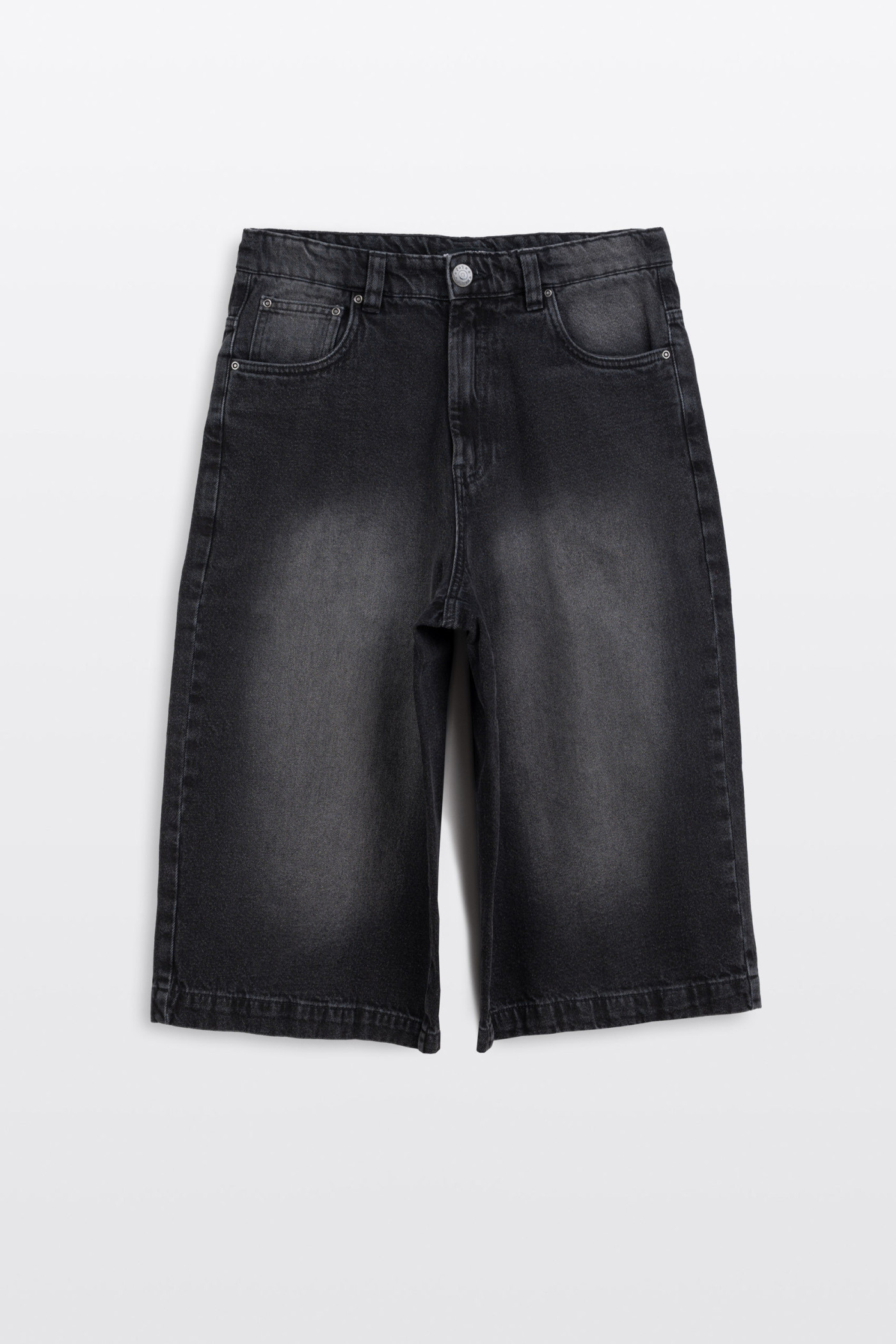 Czarne krótkie spodenki jeansowe model JORTS z efektem sprania