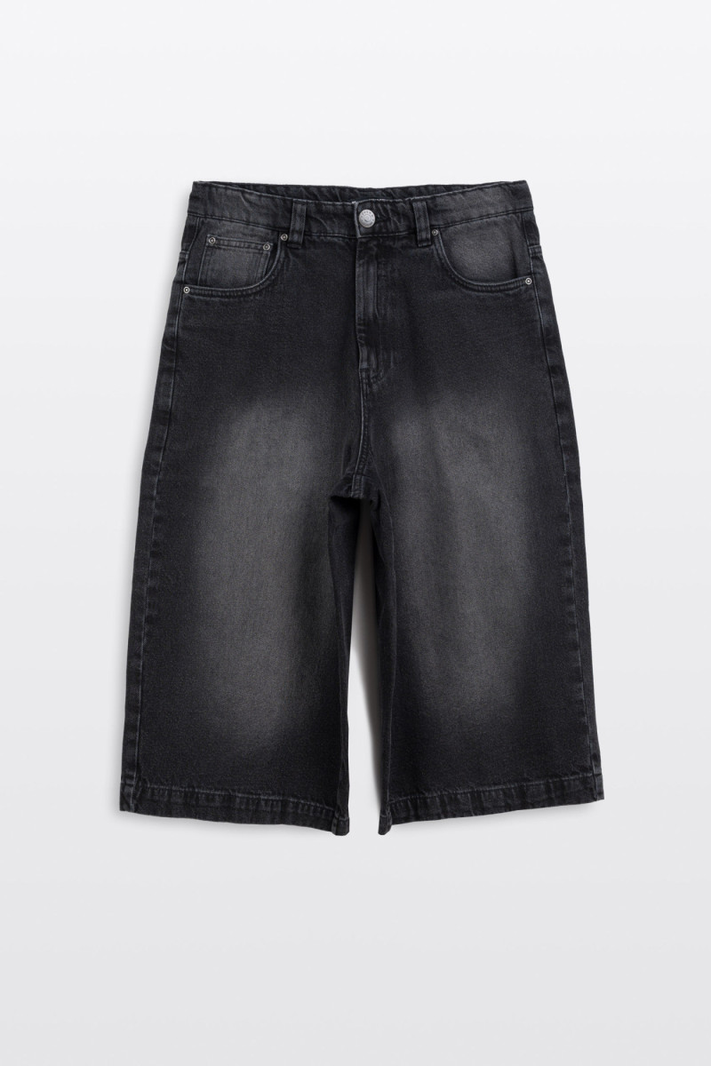 Czarne krótkie spodenki jeansowe model JORTS z efektem sprania