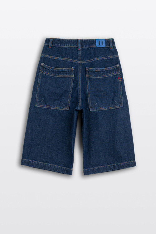 Granatowe krótkie spodenki jeansowe model JORTS z surowego jeansu