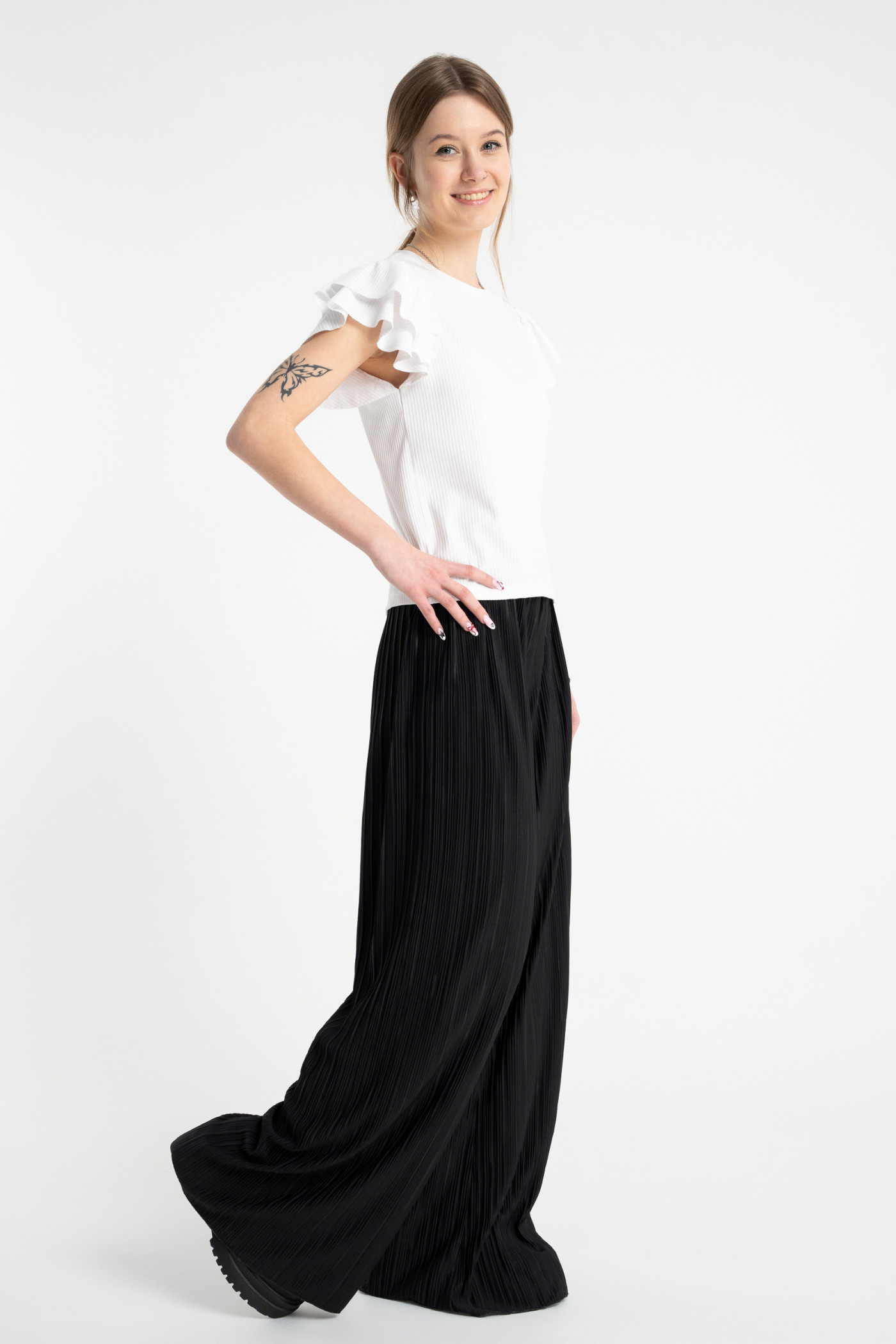 Czarne spodnie WIDE LEG plisowane