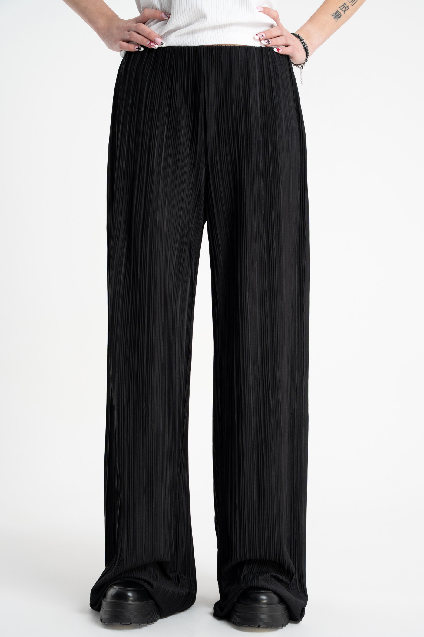 Czarne spodnie WIDE LEG plisowane