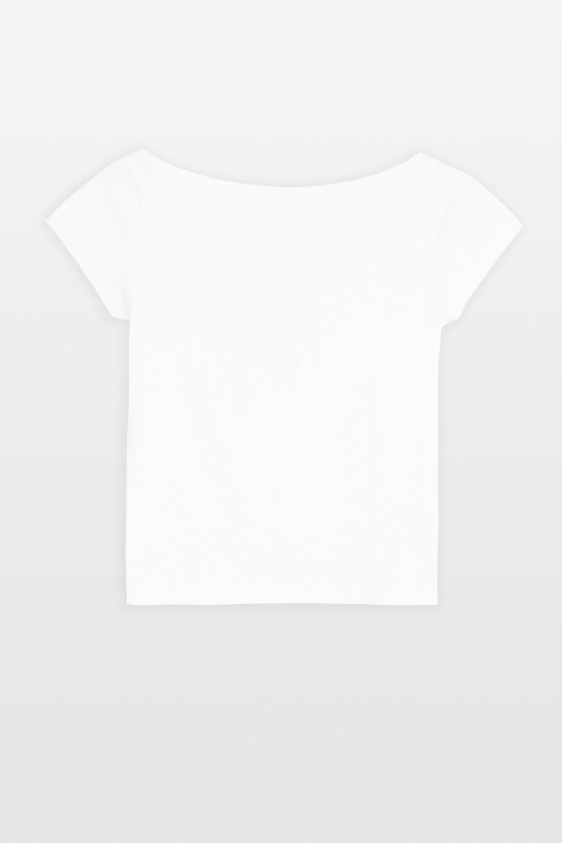 Gładka biała bluzka z dekoltem łódką