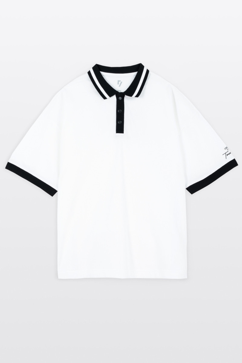 Biała koszulka polo z krótkim rękawem z kontrastową lamówką, Rozmiar - 152, Kolor - Biały