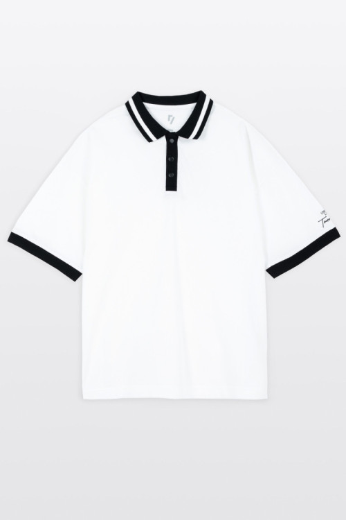 Biała koszulka polo z krótkim rękawem z kontrastową lamówką