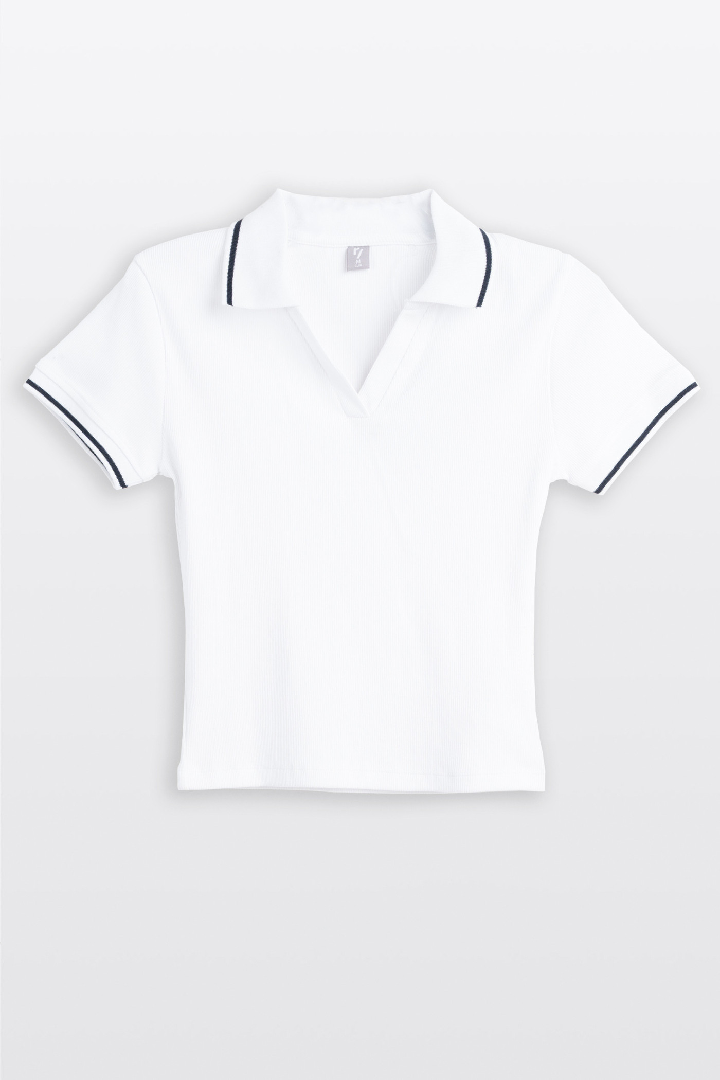 Koszulka polo z prążkowanej dzianiny z kontrastowym wykończeniem