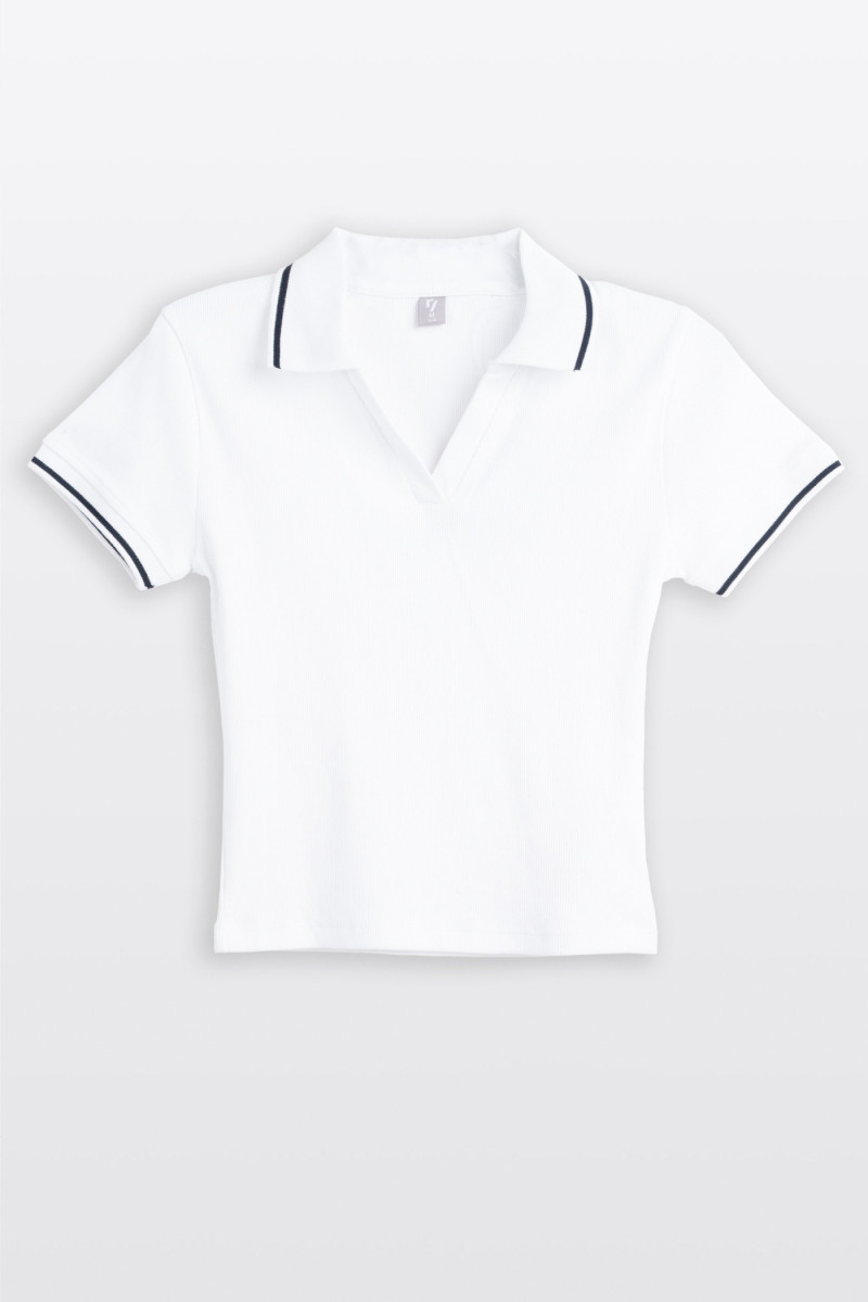 Koszulka polo z prążkowanej dzianiny z kontrastowym wykończeniem