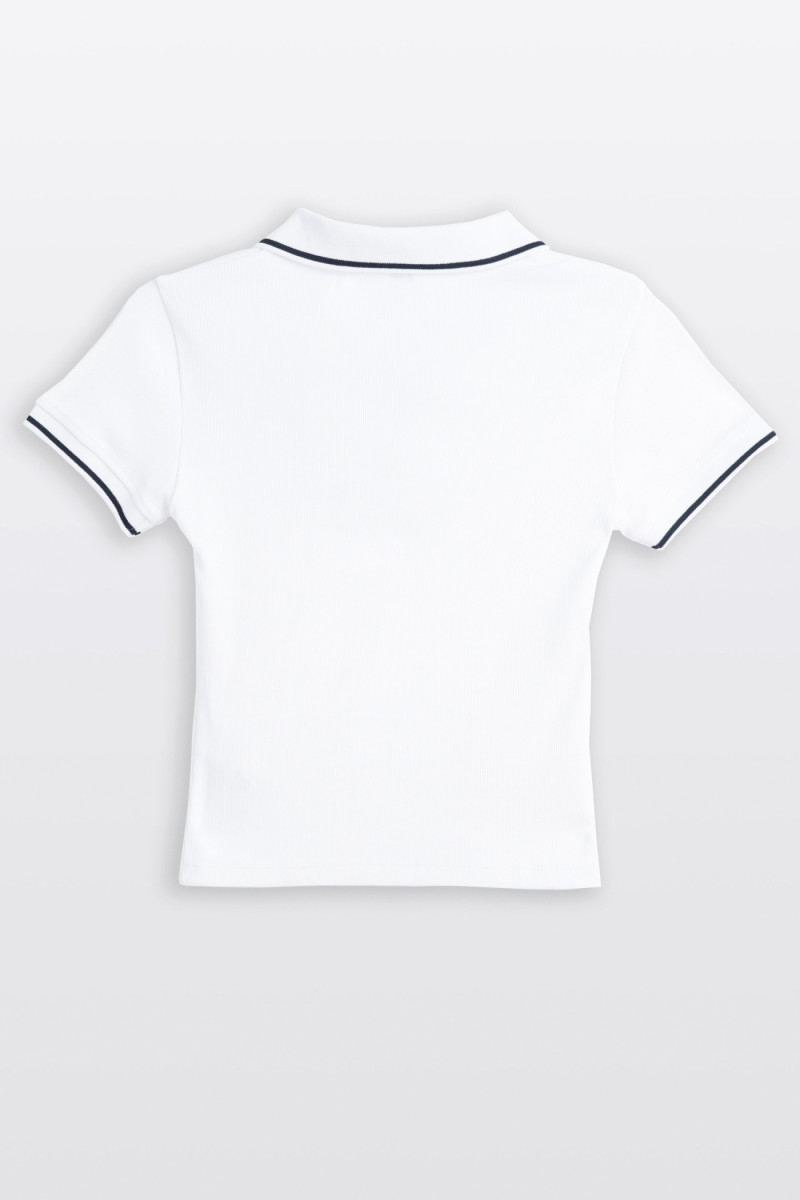 Koszulka polo z prążkowanej dzianiny z kontrastowym wykończeniem