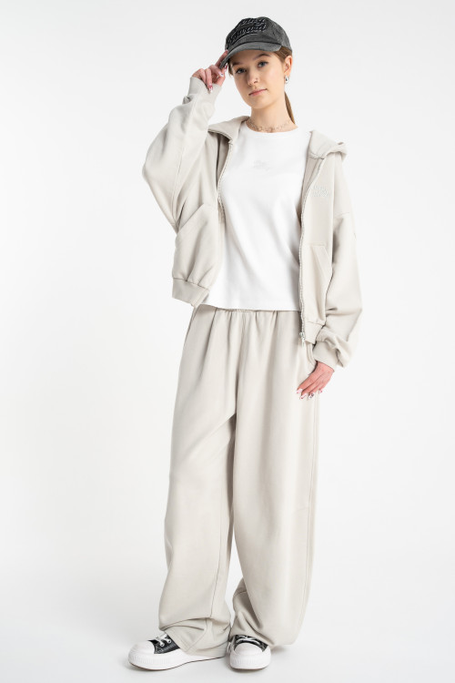 Jasnoszare spodnie dresowe o kroju BARREL bez nadruków