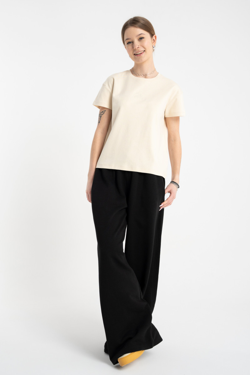 Czarne spodnie dresowe WIDE LEG bez nadruków, czarny