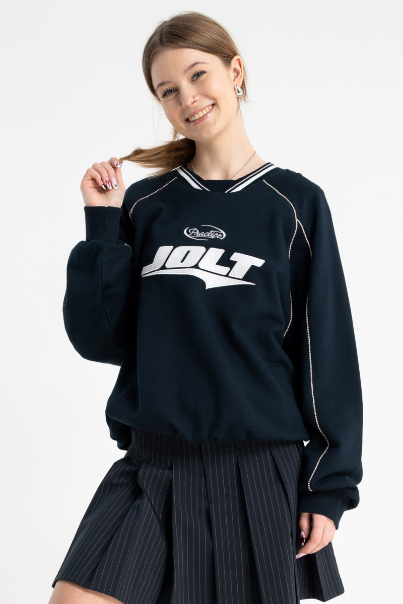 Granatowa bluza z cyrkoniami, granatowy