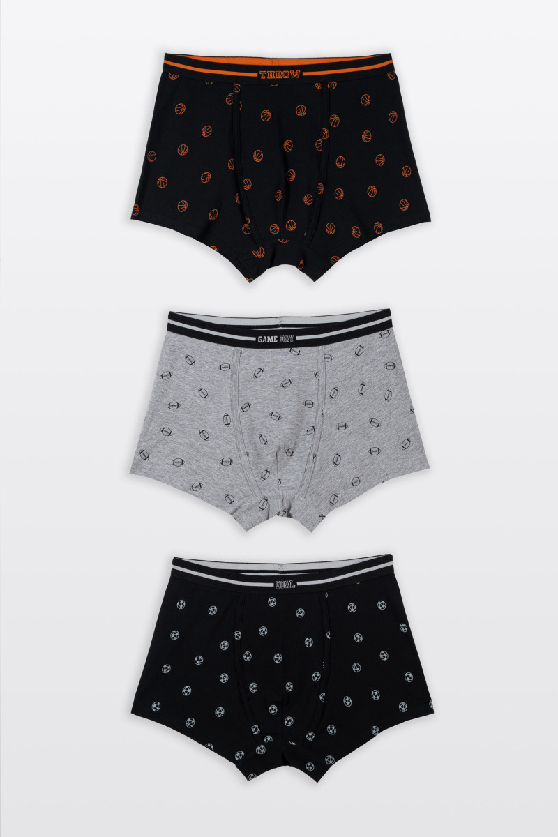 Biało-czarne bokserki z nadrukami 3-PAK