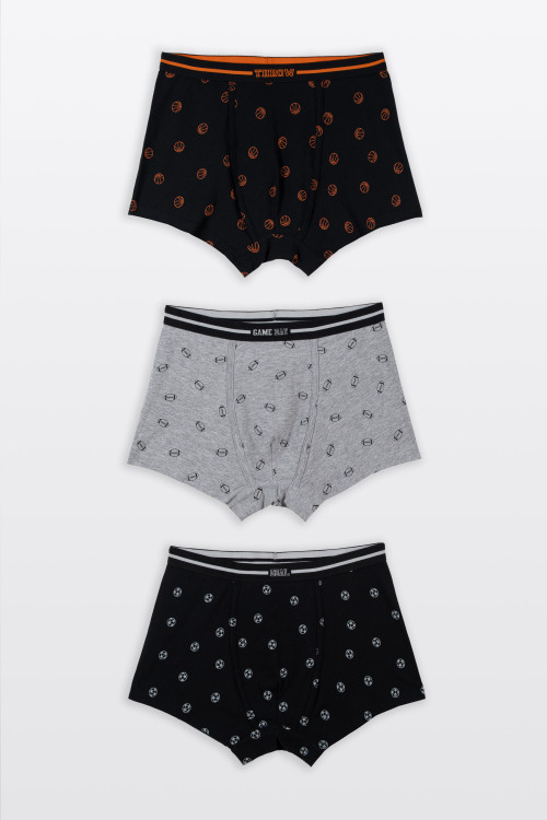 Biało-czarne bokserki z nadrukami 3-PAK