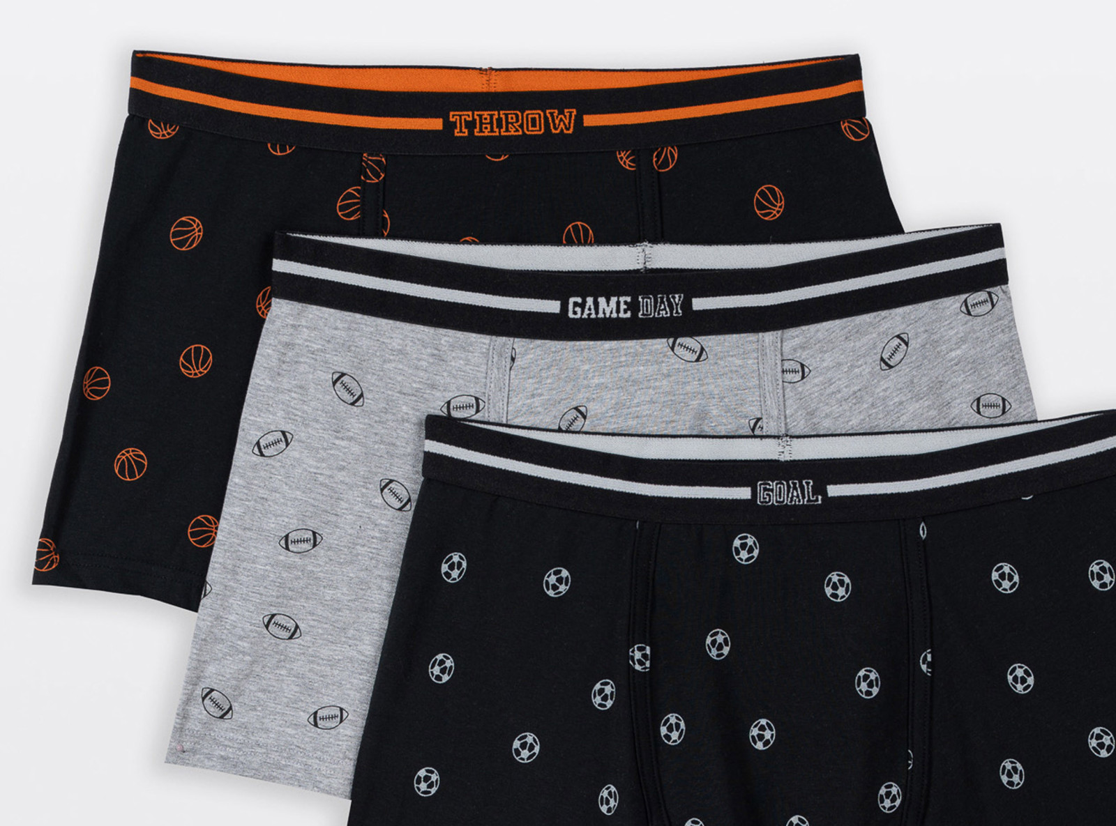 Biało-czarne bokserki z nadrukami 3-PAK