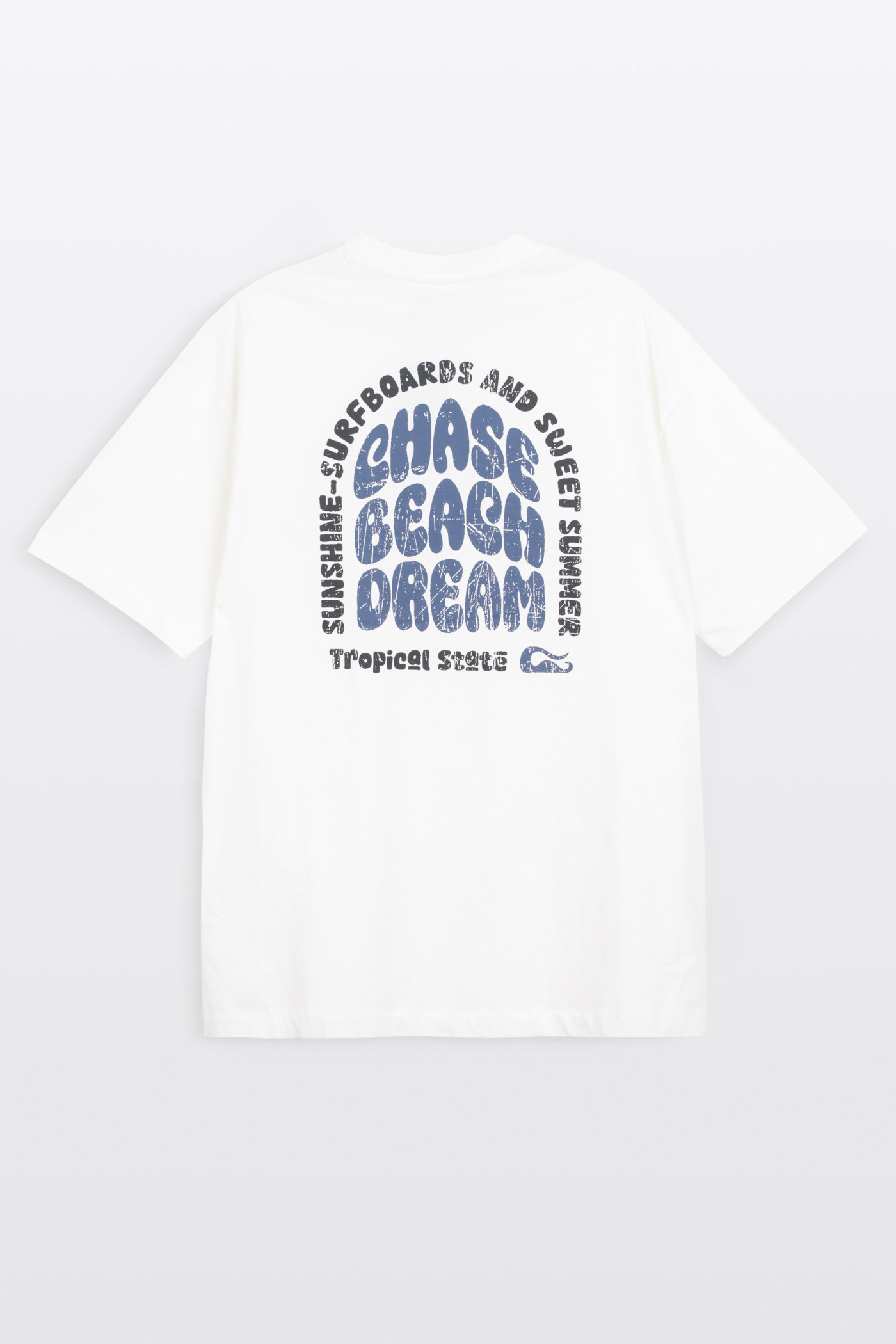 Biały t-shirt LOOSE z autorską grafiką z tyłu