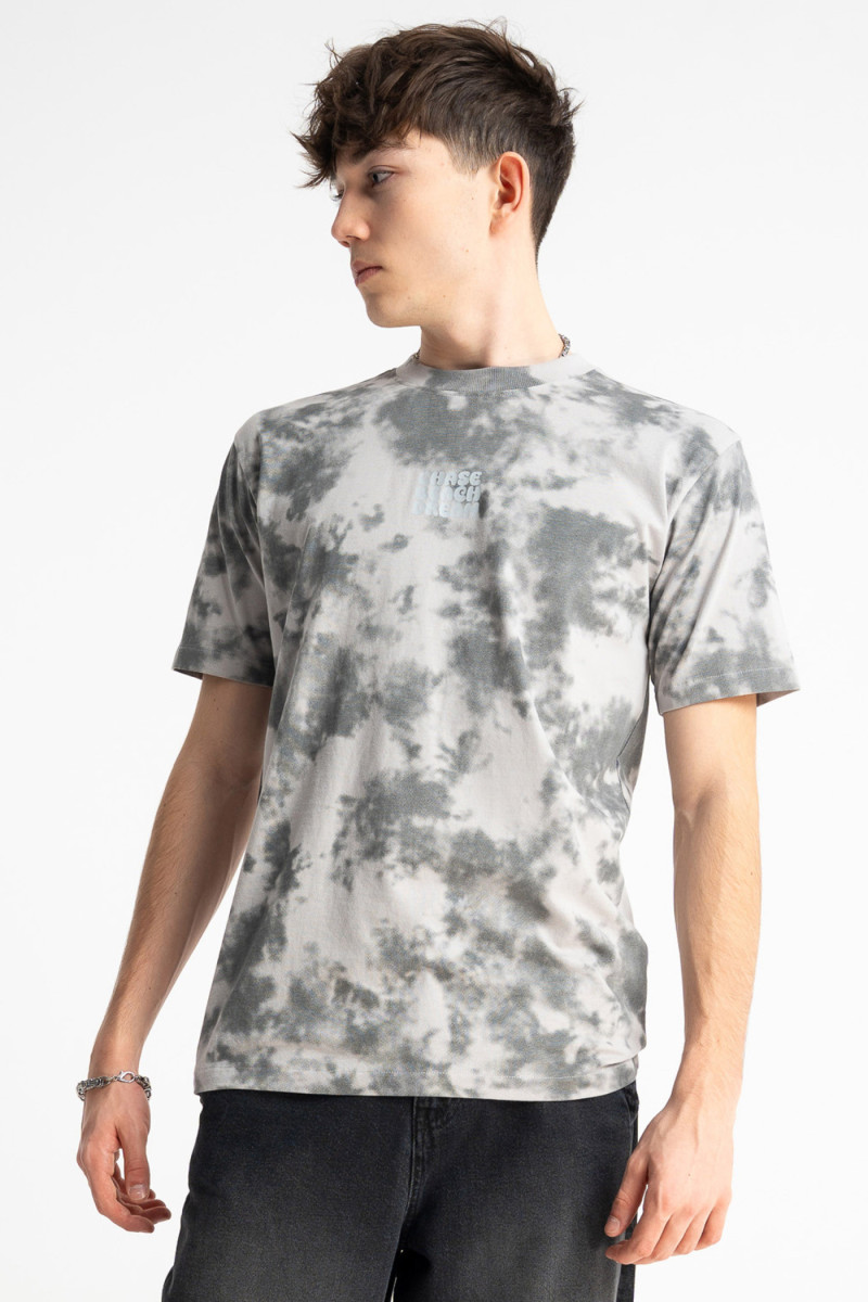Szary t-shirt REGULAR z nadrukiem tie dye na całości, szary