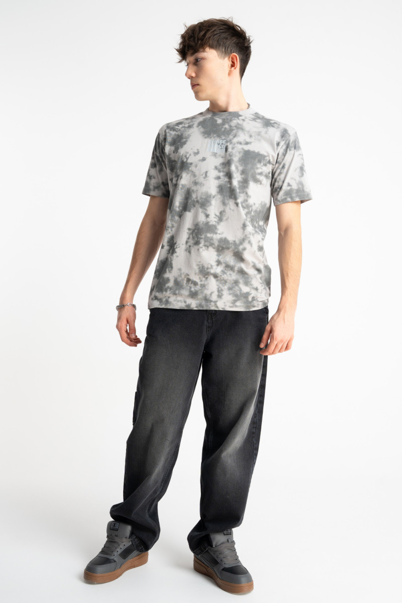 Szary t-shirt REGULAR z nadrukiem tie dye na całości