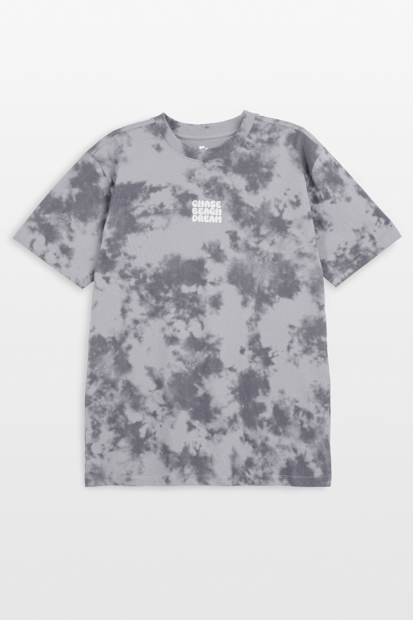 Szary t-shirt REGULAR z nadrukiem tie dye na całości