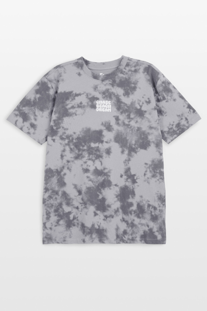 Szary t-shirt REGULAR z nadrukiem tie dye na całości