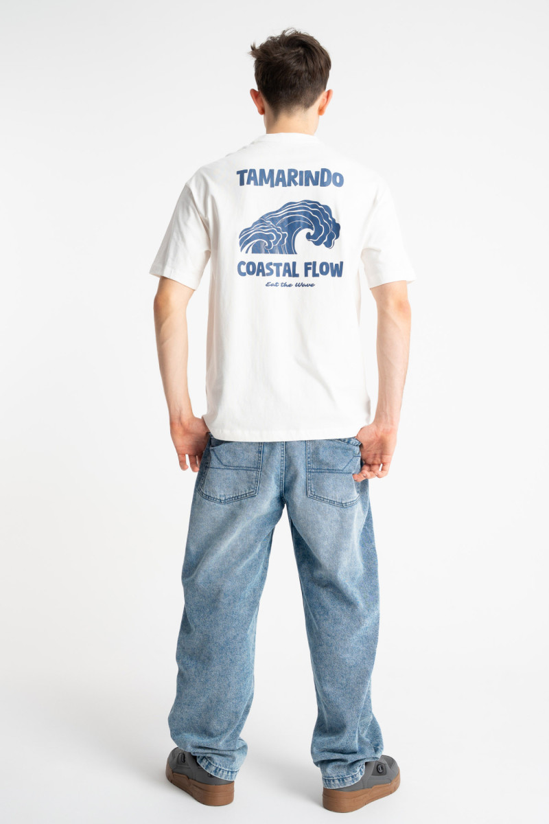 Biały t-shirt REGULAR z autorską grafika z tyłu